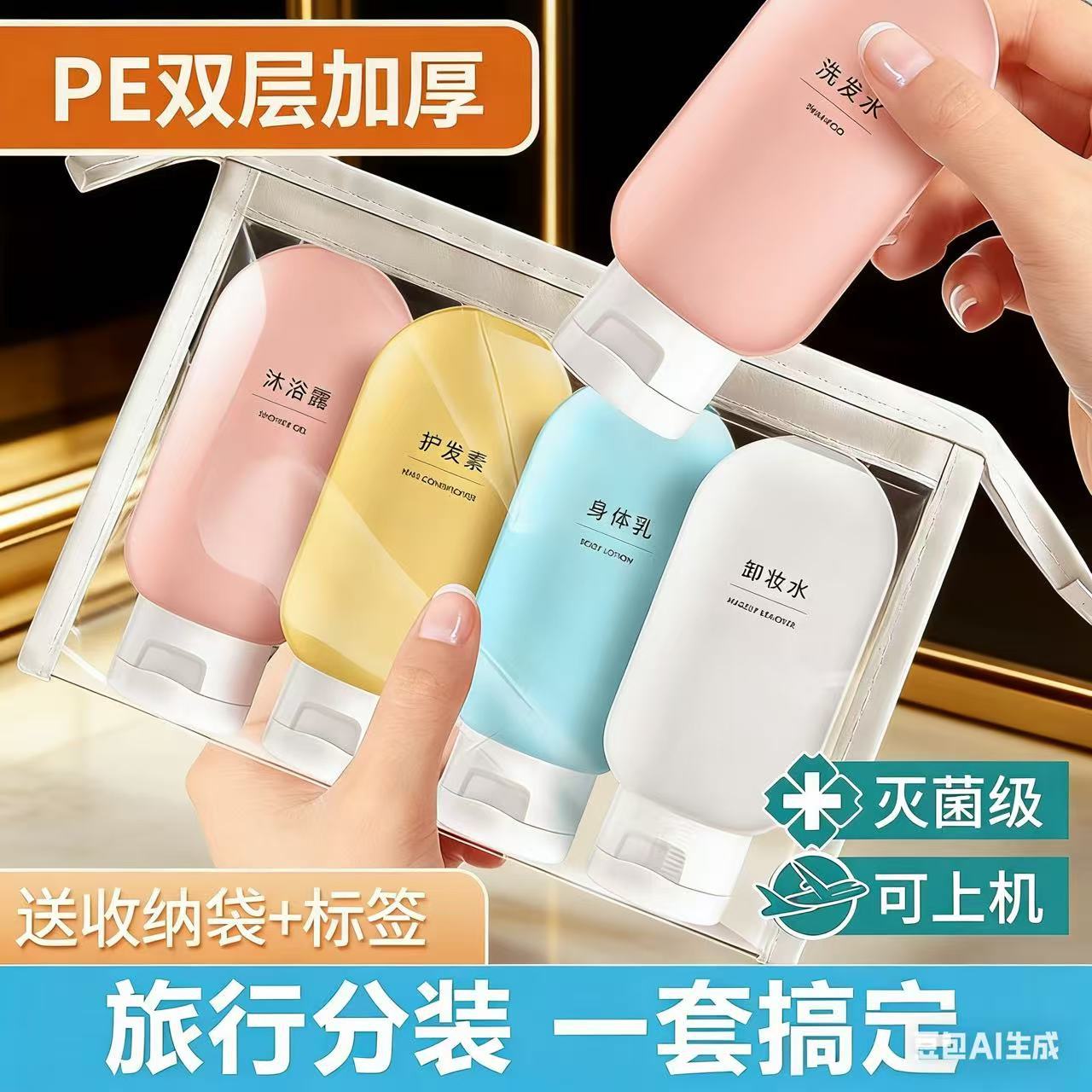 Travel Refill Bottle Toiletry Set Cosmetics Shampoo Shower Gel Portable Travel Squeeze Shower Gel Refill Bag