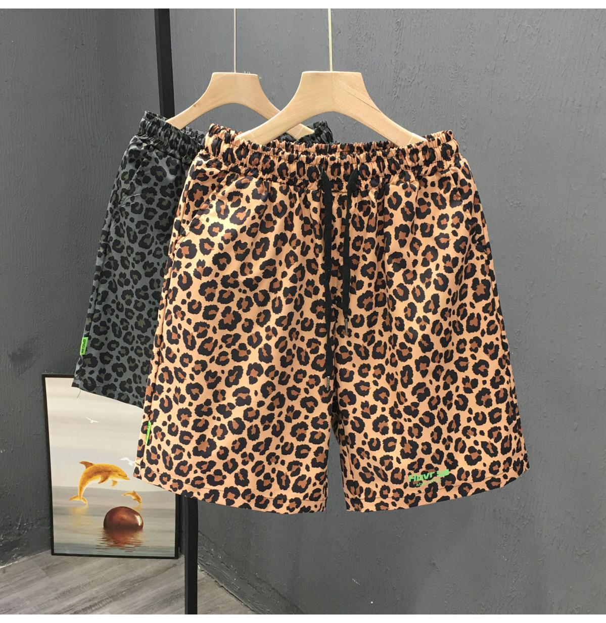 Plus Size Men's Leopard Print Shorts Summer Trendy Beachwear New Thin Style Retro Five Point Cut_viptrois.com