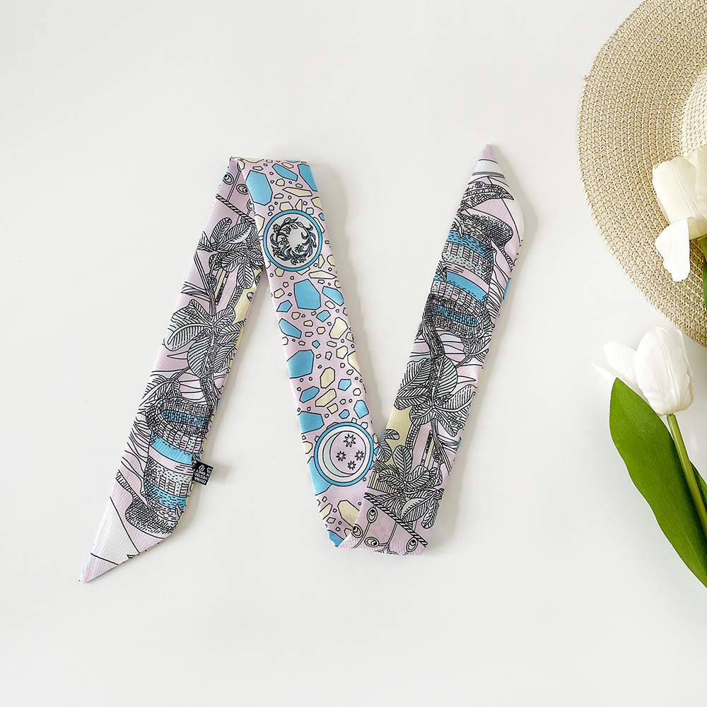 Women's Elegant Retro Printing Bag Satin Silk Scarf display picture 30