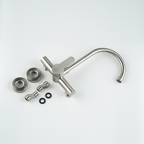 304 stainless steel in-wall kitchen faucet large curved in-wall balcony two-way mixed water hot and cold faucet