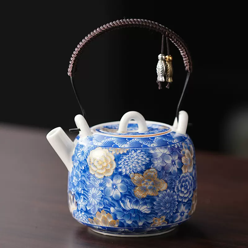 复古提梁茶壶杯子家用陶瓷功夫茶具喜乐围炉煮茶温茶壶陶炉批发