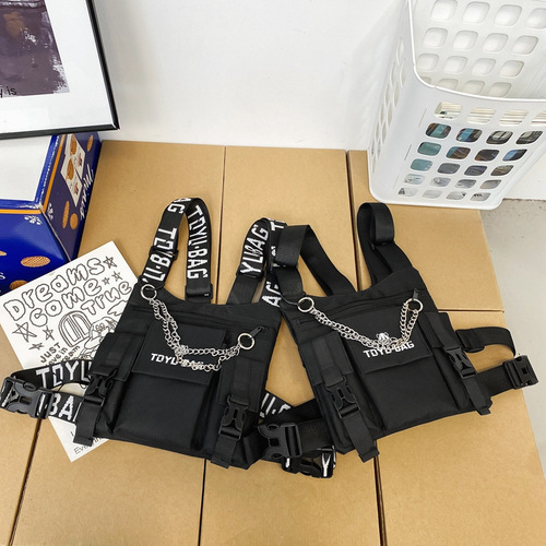 Trendy Hong Kong style multi-functional vest bag for men and women ins hip-hop chest bag workwear motorcycle tactical bag new vest bag