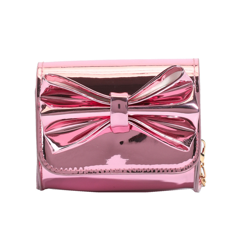 Hermosa bolsa de hombro para niñas con arco de arco, mini bolso de esmalte de espejo para padres e hijos, nuevo bolso para niños