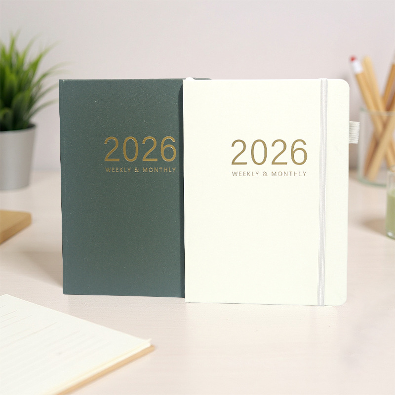 Plan transfronterizo 2026 libro a5 libro de programación de alto valor cinturón bloc de notas tela de seda cuaderno inglés personalización