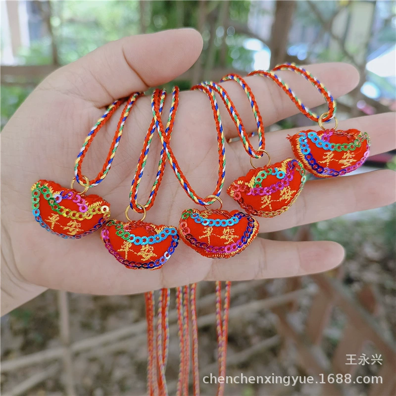Dragon Boat Festival mini incense bag with colorful rope pendant baby children hanging neck booth small tiger head dumplings long life lock