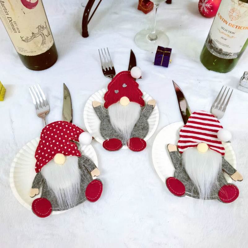 クリスマス装飾品平安夜レストラン無顔人形森老人ナイフフォーク袋クリスマスナイフフォークセット食器セット|undefined
