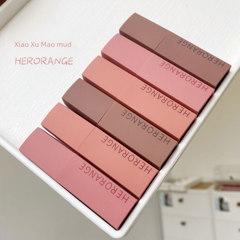 Herorange Little Emotional Lip Mud Velvet Matte Matte Not Easy to Fade Lip Glaze Lipstick Student Style Female Domestic Product