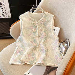 New Chinese Style National Style Vest Vintage Heavy Industry Embroidered Vest Women's Overlap Waistcoat