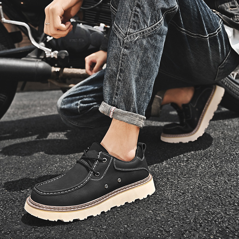 2024 nuevos zapatos de trabajo de hombre zapatos de cuero grandes zapatos de moda retro zapatos casuales británicos de altura baja zapatos de moda