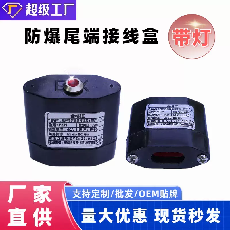 电伴热配件防爆电源线接线盒尾端终端带灯伴热带安装接线盒
