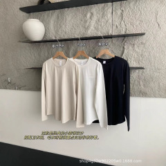 元工場ルート ~ 露露lulu丸襟修身loveモーダルスポーツレジャー底長袖tシャツ上着女