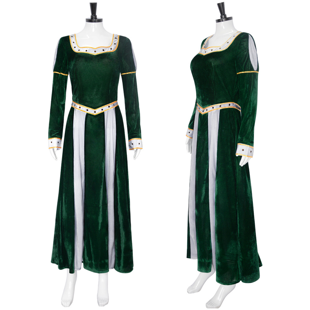 Shrek COS Princess Fiona cosplay Green dress Stage Performance Suit Factory in stock