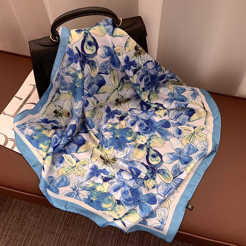 Bufanda cuadrada Bufanda de seda con cuello Sensación avanzada Verano salvaje Estilo coreano Pequeño protector de cuello fresco Bufanda decorativa Pequeño chal Bufanda en la cabeza