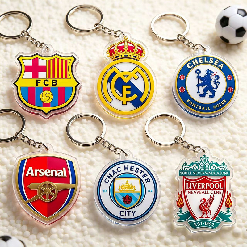 Champions League Club Badge Keychain, Arsenal Premier League Fan Souvenir, Custom Acrylic Ball Badge Pendant Champions League Club Badge Keychain, Arsenal Premier League Fan Souvenir, Custom Acrylic Ball Badge Pendant