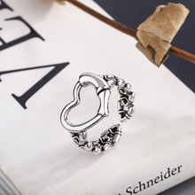 新款韩版创意设计感镂空爱心编织戒指复古工艺简约指环厂家批发