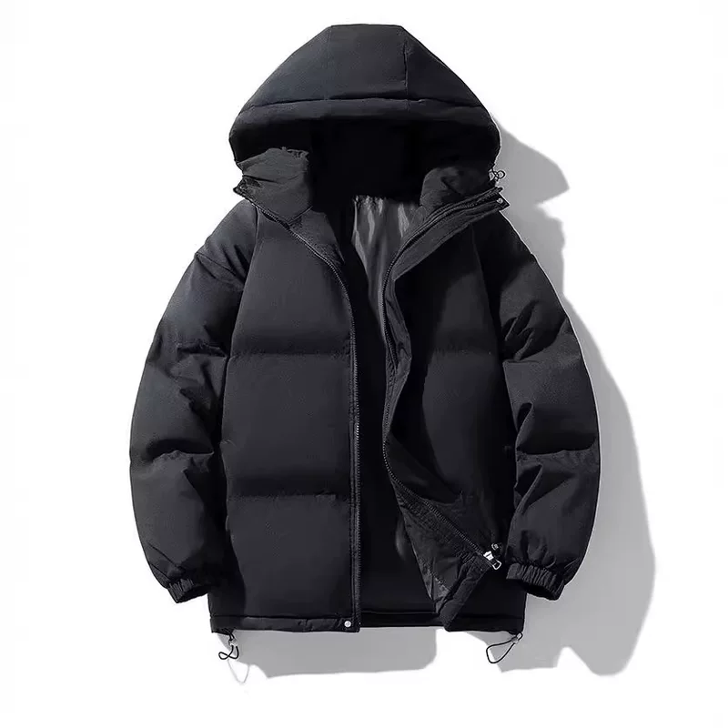 Demi‑season down jacket, Korean style, thicker padded hoodie, M–XXXXL