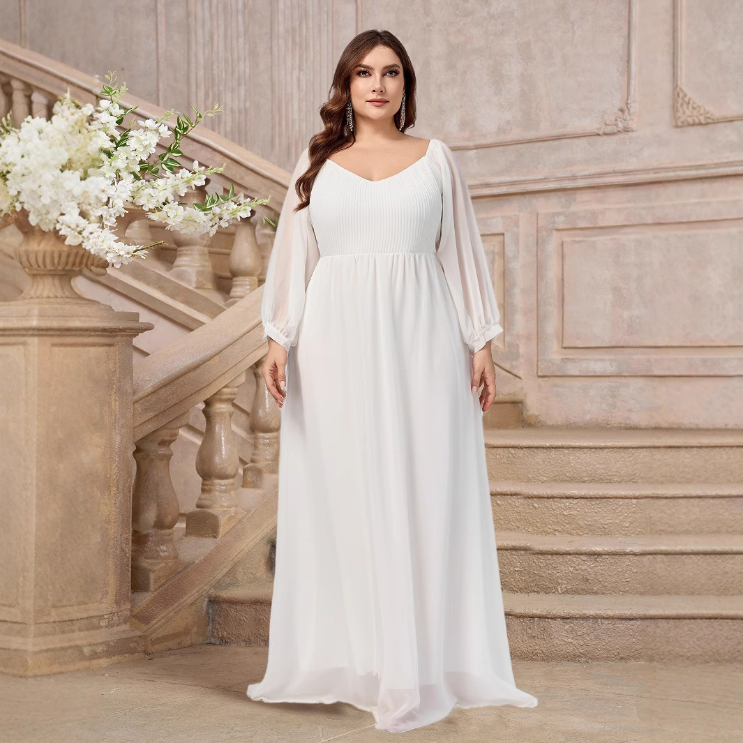 El Comercio exterior europeo y americano nueva ropa de mujer eBay Amazon nuevo cuello más tamaño vestido de color sólido vestido largo transfronterizo nuevo