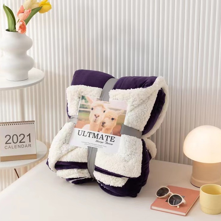 Transfronteriza exclusiva Amazon manta caliente Sherpa manta de lana de cordero engrosada cálida franela de doble capa en stock