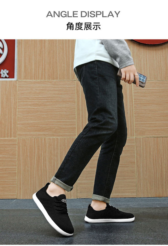 Giày thể thao nam cỡ lớn mũi rộng thoáng khí dệt kim co giãn, giày đi bộ nhẹ đế thấp — màu kaki, màu xám, đen chi tiết 15