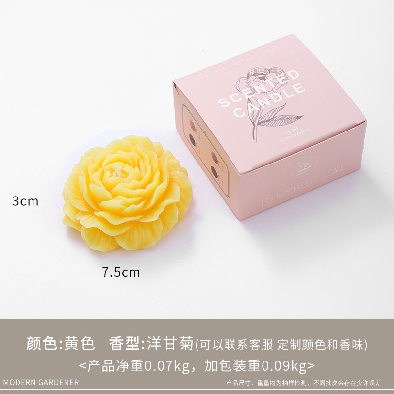 Flores de peonía románticas hechas a mano, modelado artístico, fragancia, velas perfumadas, novias para niñas, regalos especiales, adornos