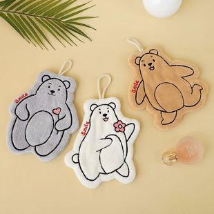 Маленькие медведи коралловый бархат полотенце для рук оптом ванная комната кухня может подвешен утолщенный всасывающий и дышащий мультфильм чистящее полотенце