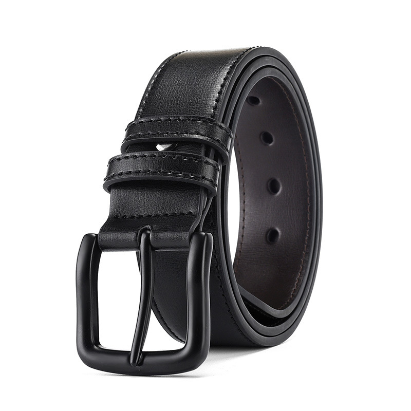 Cinturón casual para hombres hebilla de aleación de zinc sólido hebilla de Cinturón de piel de vaca de dos capas hebilla dorada estilo clásico Retro