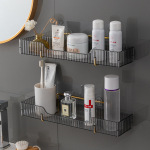 轻奢免打孔浴室置物架卫生间用品洗漱架厕所塑料壁挂架厕所置物架