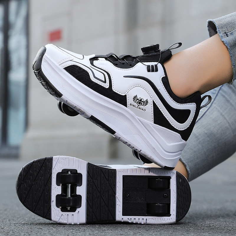 2025 New Children's Shoes Four-Wheel Retractable Boys' Roller Skates Girls' Wheeled Sports Shoes Cross-Border Wholesale