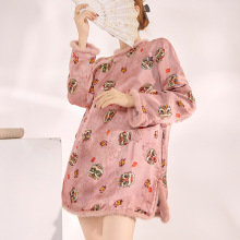 冬季新款国风长袖毛毛拼接刺绣高级感人丝外套连衣裙女 ZX款MY030