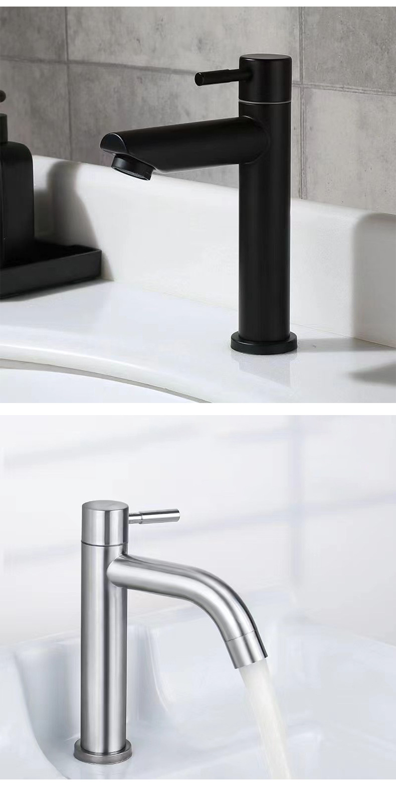 Wholesale stainless steel washbasins, single cold faucets, single hole washbasins, bathroom plus high countertop basins, washbasins, faucets undefined