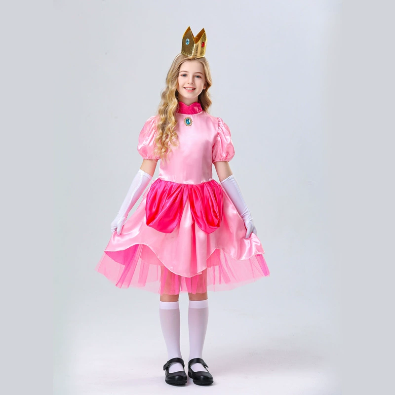 Платье принцессы Бики Peach (персик), костюм по мотивам игры Марио, в комплекте перчатки и корона