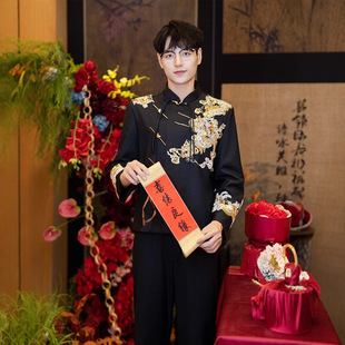 Groom Wedding New Chinese Style Dress 2025 New Men's Zhongshan Suit Slim Toast Wear Men's Xiuhe Suit