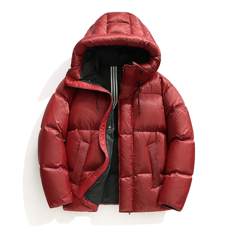 Couple Style down Jacket Men's Short Hooded Outdoor Workwear Extreme Cold Warm Wide Version Men's and Women's Same Style Trendy down Jacket