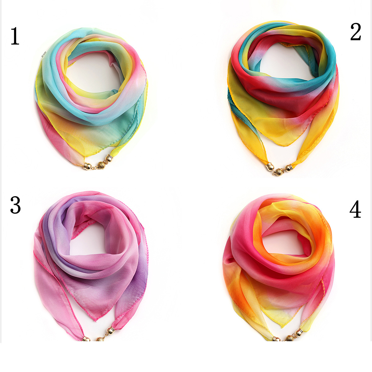 Women's Simple Style Classic Style Color Block Chiffon Silk Scarf display picture 4