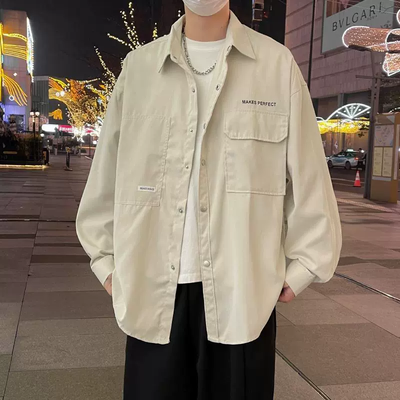 Кардиган рубашка свободная куртка мужская весна и осень 2024 японский свободный повседневный прилив кардиган с длинными рукавами рубашка мужская
