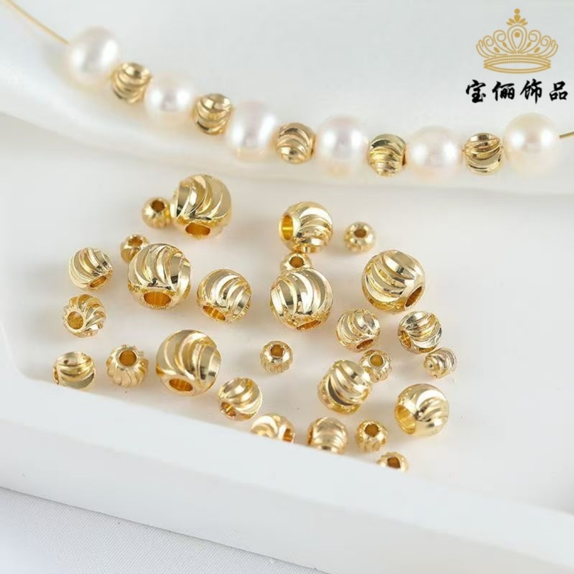 DIY Jewelry Accessories Copper Beads 14K Gold-Filled Color-Preserving Watermelon Beads Batch Flower Pumpkin Beads Spacer Beads Handmade Beading Accessories