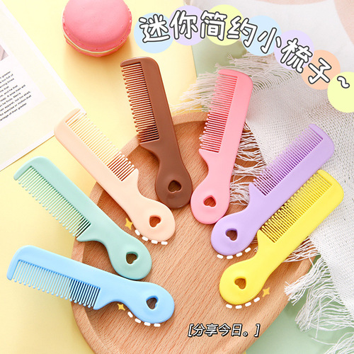 Candy color cute mini comb simple children girl hair comb round tooth hair care baby comb