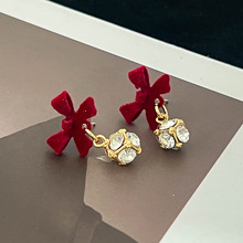 红色新年过年耳环女2023新款爆款秋冬耳饰纯银结婚订婚新娘N1303