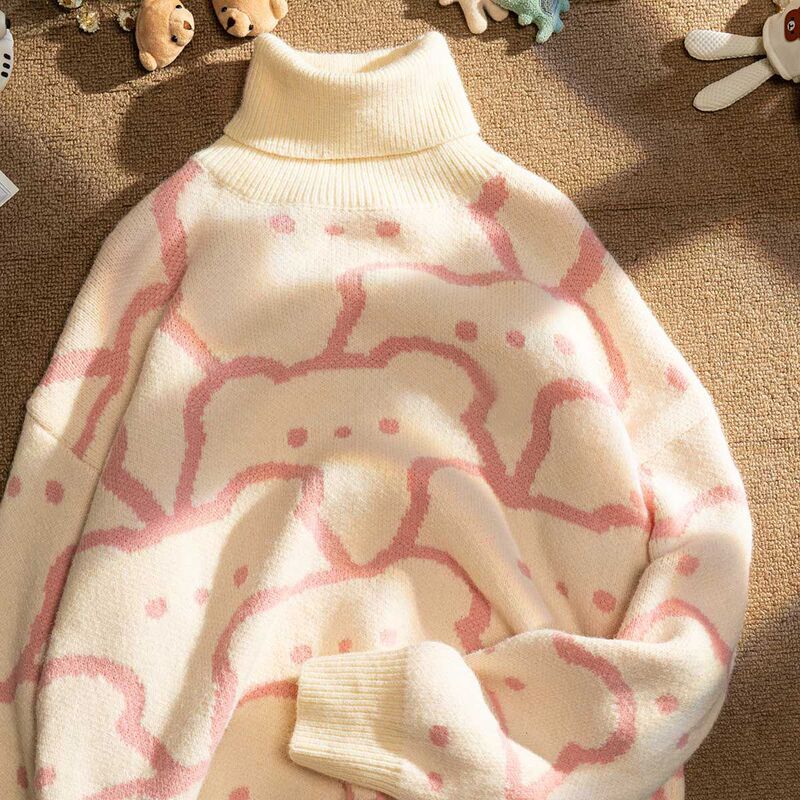 High-Neck Thickened Warm Sweater for Women in Autumn and Winter New Style Student Outer Wear Loose Bottoming Inner Knitted Sweater