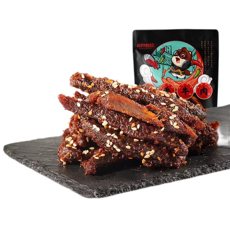 Three squirrels_spicy Sichuan beef 60g Sichuan spicy Bashu beef marinated beef cooked food postage Three squirrels_spicy Sichuan beef 60g Sichuan spicy Bashu beef marinated beef cooked food postage