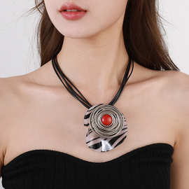 亚马逊新款跨境项链欧美百搭时尚项链斑马螺纹高档短链简约女首饰