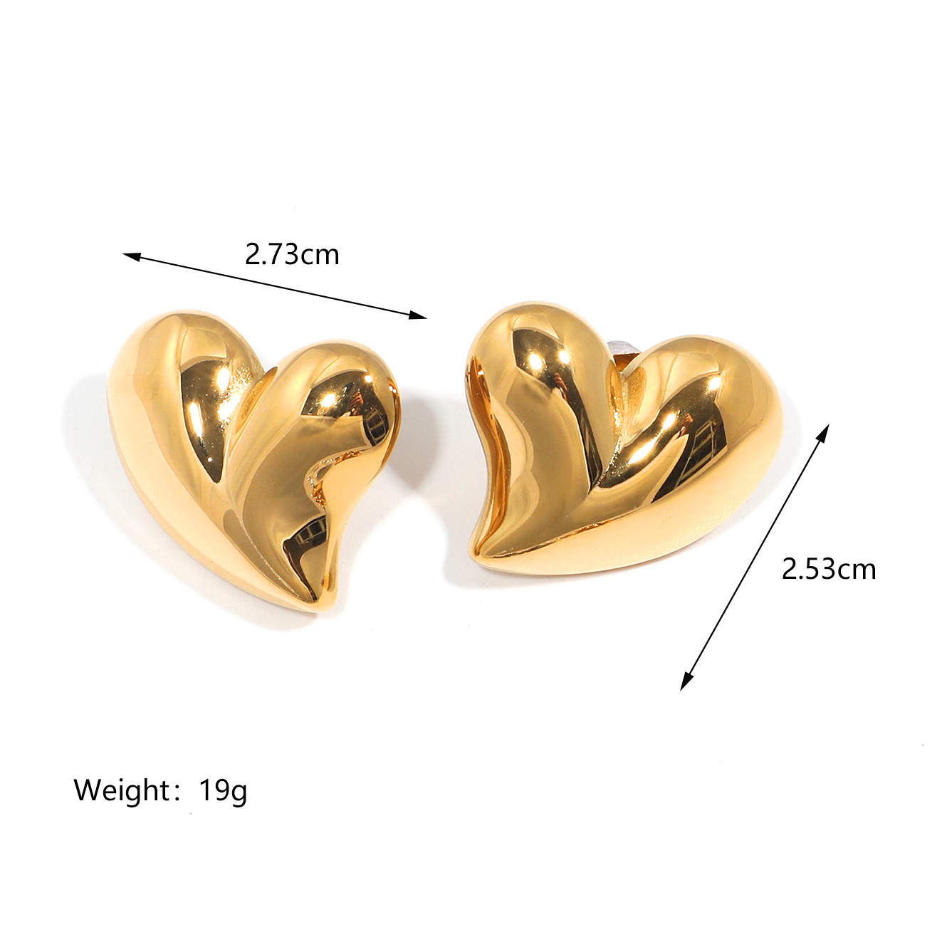 25g Weight PVD Coated Gold Plating Process 304 Stainless Steel Ear Needle Material Real Gold Plated Plating Material Ear Studs Classification Butterfly Backs Ear Cap Type 1 Pair Quantity Holiday, Daily Occasion 304 Stainless Steel Material Heart Shape Pattern All Seasons Season Women's Gender Plating Design Elegant, Cute Style 1 Pair Elegant Cute Heart Shape Plating 304 Stainless Steel 18K Gold Plated Butterfly Backs Ear Studs 2