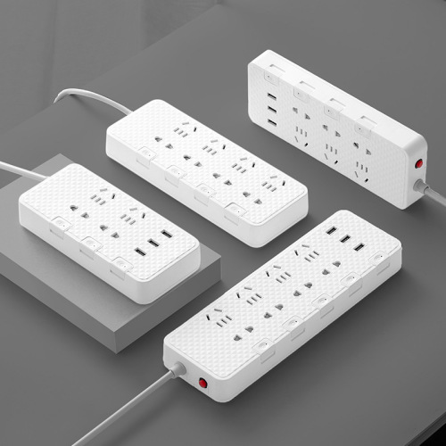 Overload Protection Corded Multi-Function Outlet Panel Multi-Pin Integrated Copper Power Strip with Cord and USB Stackable Strip