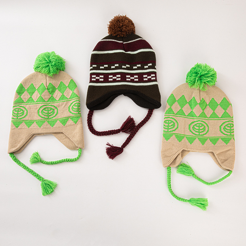 Cross-Border Autumn and Winter Woolen Hats, Warm Ear-Protecting Knitted Hats, Jacquard Braided Hats, Woolen Hats, Factory Direct Sales