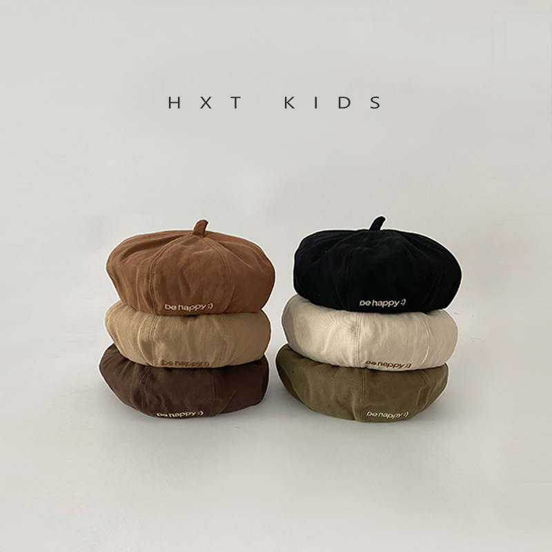 Children's beret 2023 new autumn style small letter embroidery style pumpkin hat baby travel wear hat trend