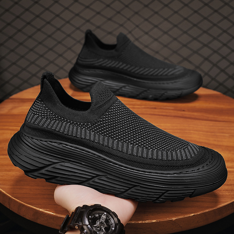 Kişi üçün toxunma mesh idman ayaqqabısı, qalın altlıqlı slip-on
