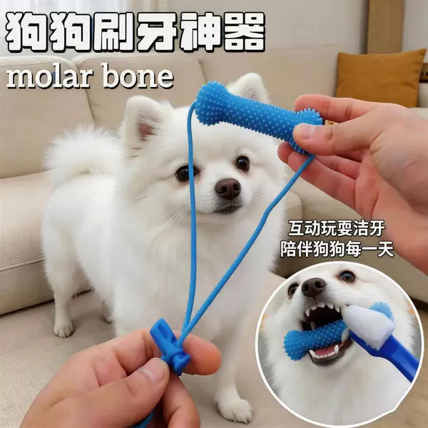 Dog Teeth Brushing Aid, Teeth Cleaning Rubber Toy, Self-Entertainment, Interactive Oral Cleaning, Removes Tartar