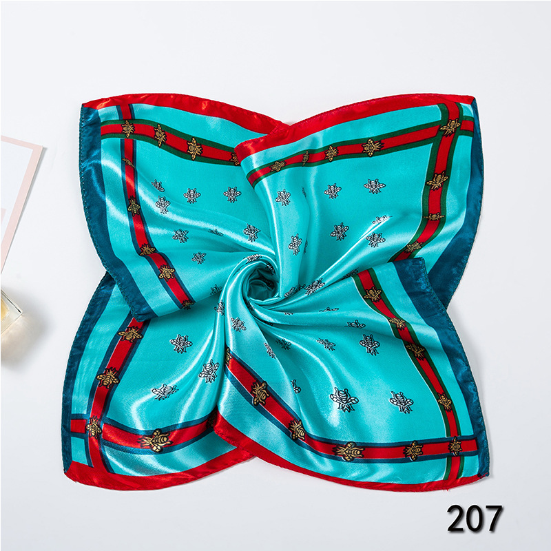 35g Weight Silk Scarf Classification Office, Daily Occasion Satin Cloth Material Star, Flower Pattern Spring&Summer Season Women's Gender Printing Design Elegant Style Women's Elegant Star Flower Satin Cloth Printing Silk Scarf 3