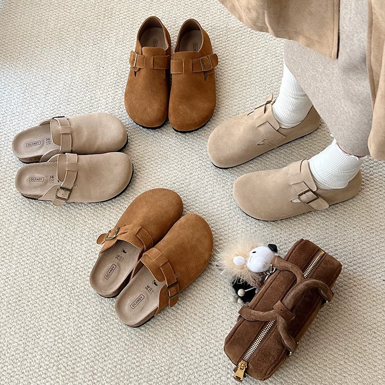 【Магазин Qiteng Source Factory】Женские водонепроницаемые кожаные туфли Birkenstock от Uncle, 2025 весна, новый стиль, закрытый носок, полуподтяжка