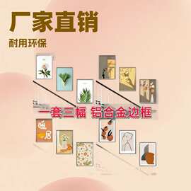楼梯三联画挂画走廊过道楼道现代简约玄关墙面轻奢美式复式楼壁画